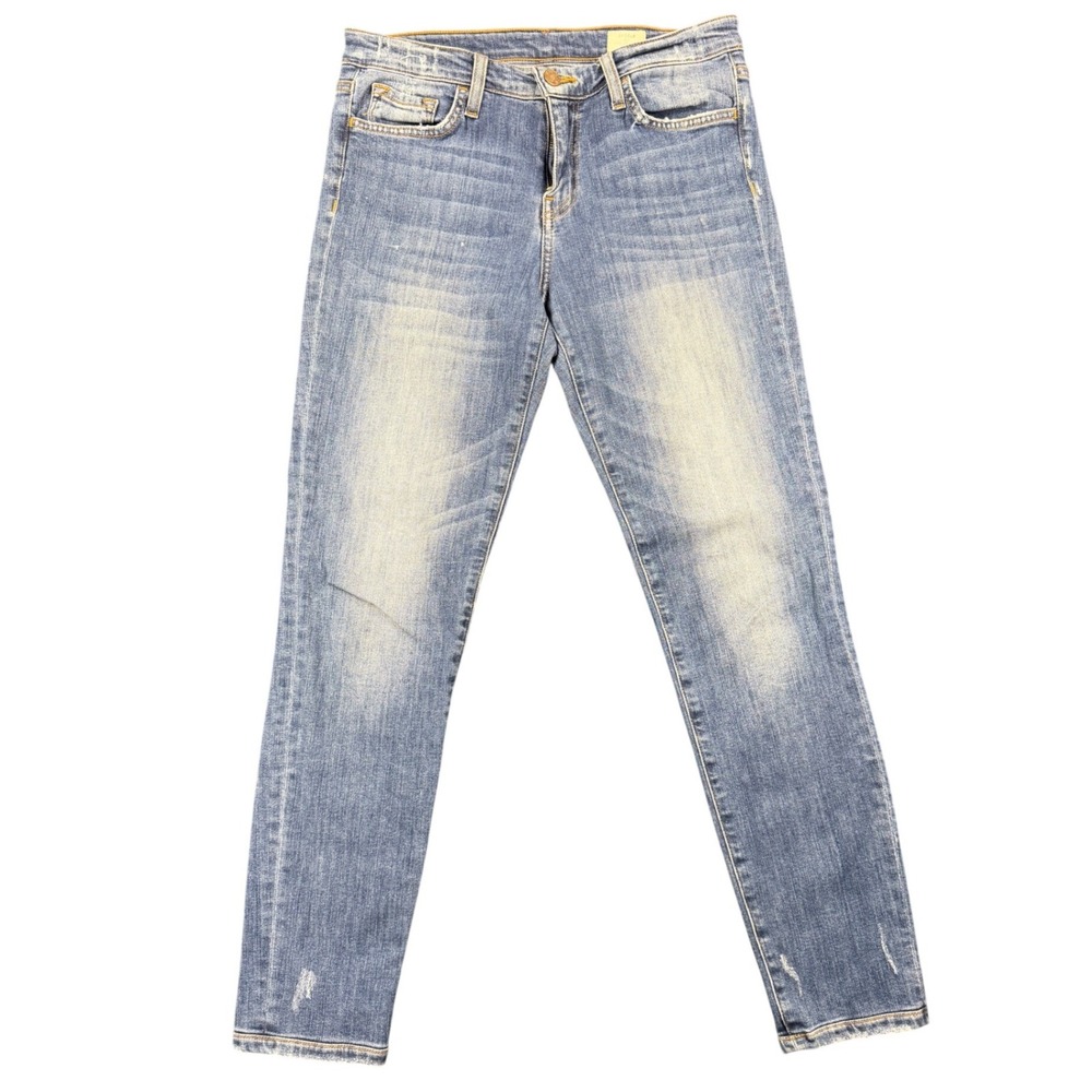 Bridge by GLY Mid Rise Ankle Skinny Jeans Medium Wash Blue Distressed 28